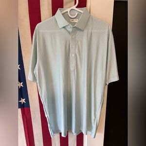 Collars & Co Featherweight Flex Polo; Large Relaxed; Augusta Green Stripe